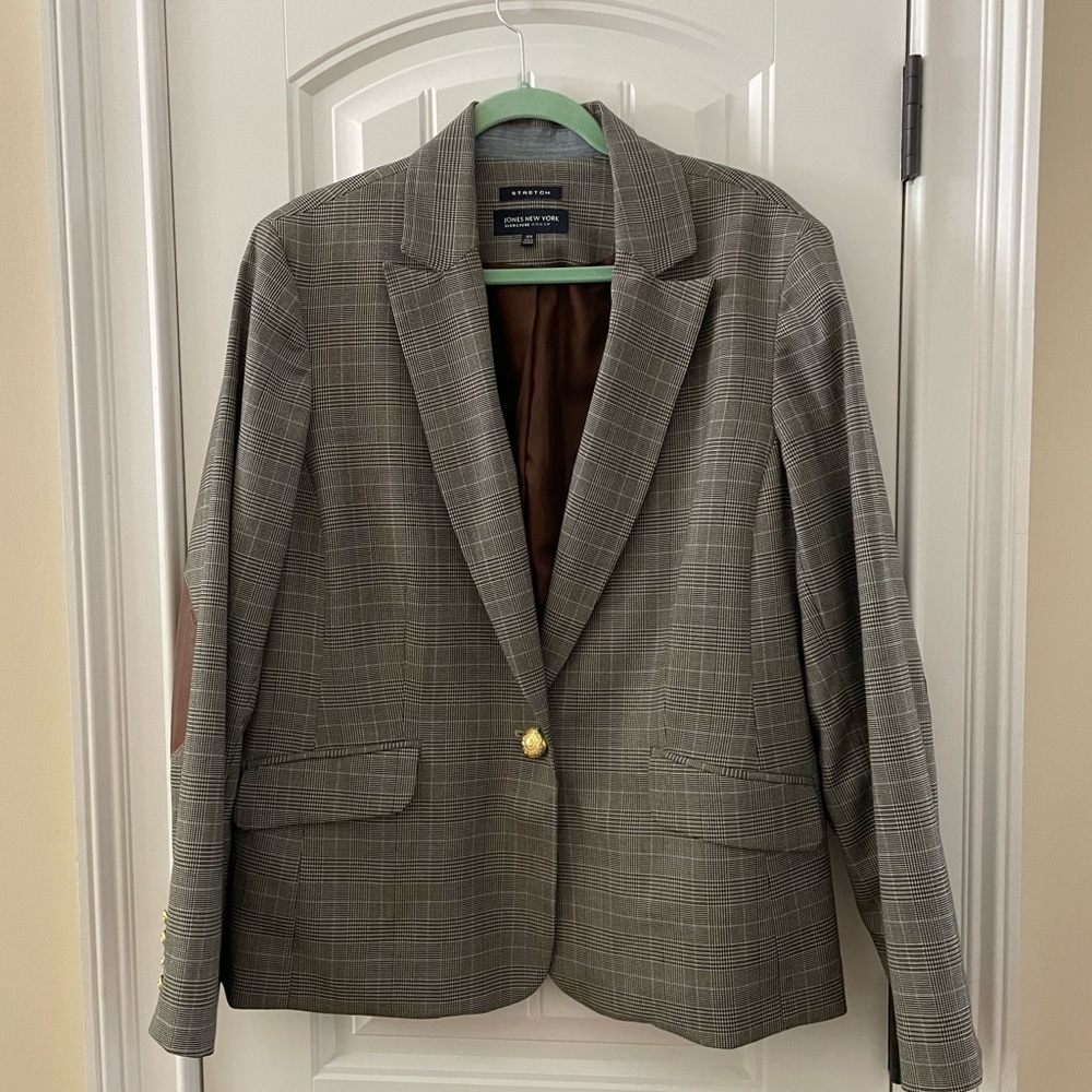 Jones New York Gray Tailored Blazer Professional Suit Jacket